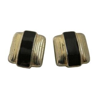 Vintage Gold Tone Earrings Enamel Textured Square Weekenders